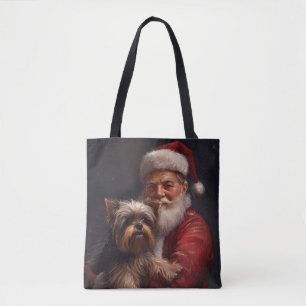 Yorkshire Terrier Santa Claus Feestelijke Kerstmis Tote Bag