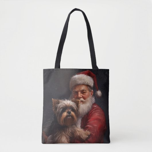 Yorkshire Terrier Santa Claus Feestelijke Kerstmis Tote Bag (Voorkant)