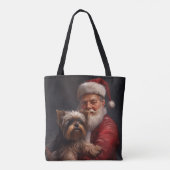 Yorkshire Terrier Santa Claus Feestelijke Kerstmis Tote Bag (Achterkant)