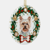 Yorkshire Terrier Santa Dog Cookie Wreath Keramisch Ornament (Rechts)