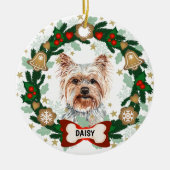 Yorkshire Terrier Santa Dog Cookie Wreath Keramisch Ornament (Voorkant)