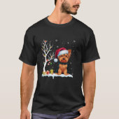 Yorkshire Terrier Santa Hat Feestelijke Boomlamp X T-shirt (Voorkant)
