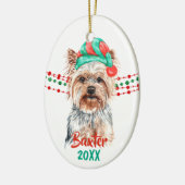 Yorkshire Terrier Santa Hat Holiday String Beads Keramisch Ornament (Links)
