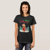 Yorkshire Terrier Santa Hat-kerstverlichting Merry T-shirt (Voorkant volledig)
