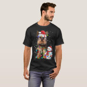 Yorkshire Terrier Santa Hat Xmas Lights T-shirt (Voorkant volledig)