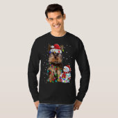 Yorkshire Terrier Santa Hat Xmas Lights T-shirt (Voorkant volledig)
