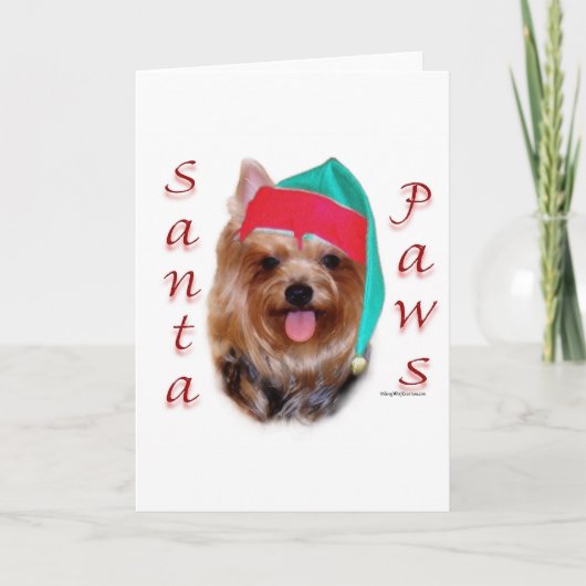 Yorkshire Terrier Santa Paws Feestdagen Kaart (Voorkant)