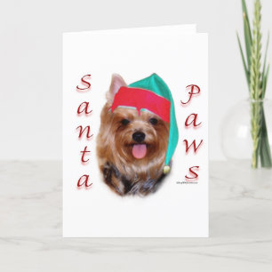 Yorkshire Terrier Santa Paws Feestdagen Kaart
