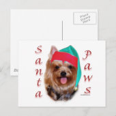 Yorkshire Terrier Santa Paws Feestdagenkaart (Voorkant / Achterkant)