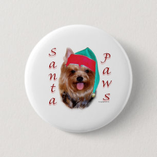 Yorkshire Terrier Santa Paws Ronde Button 5,7 Cm