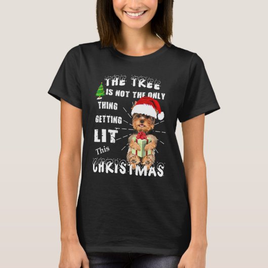 Yorkshire Terrier Santa Pet T-shirt (Voorkant)