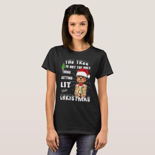 Yorkshire Terrier Santa Pet T-shirt (Voorkant volledig)
