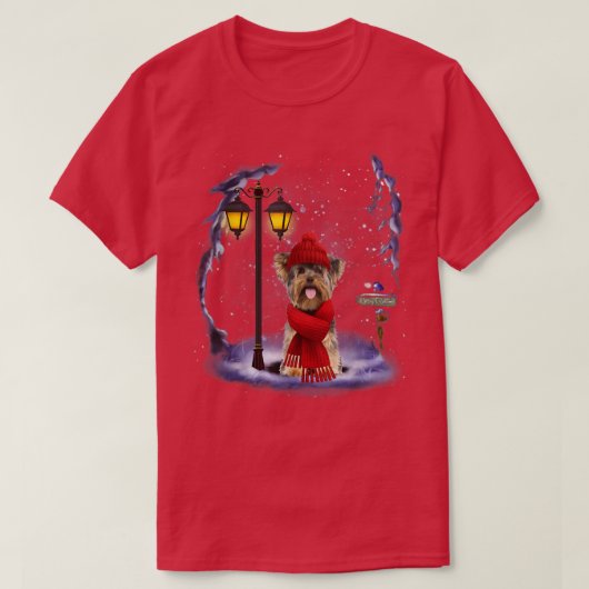 Yorkshire Terrier Santa Snow Light Winte T-shirt (Design voorkant)
