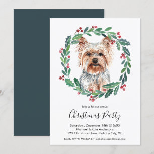 Yorkshire Terrier Schattige Hond Elegant Kerstfees Kaart