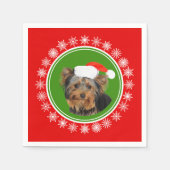 Yorkshire Terrier Schattige Santa Hat Kerst Servetten (Voorkant)