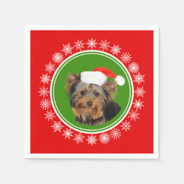 Yorkshire Terrier Schattige Santa Hat Kerst Servetten