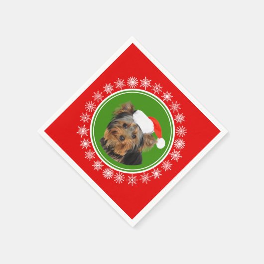 Yorkshire Terrier Schattige Santa Hat Kerst Servetten (Hoek)