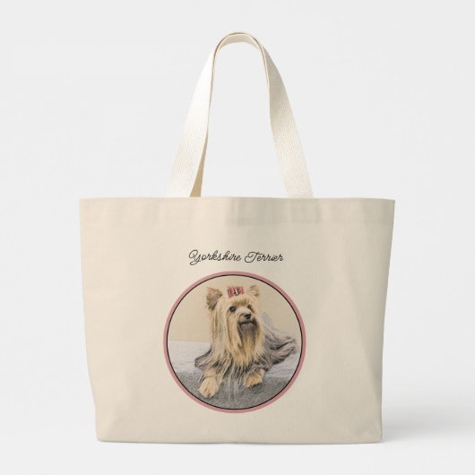 Yorkshire Terrier Schilderen Schattigee Originele  Grote Tote Bag (Achterkant)
