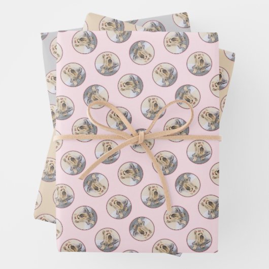 Yorkshire Terrier Schilderen Schattigee Originele  Inpakpapier Vel (In situ)