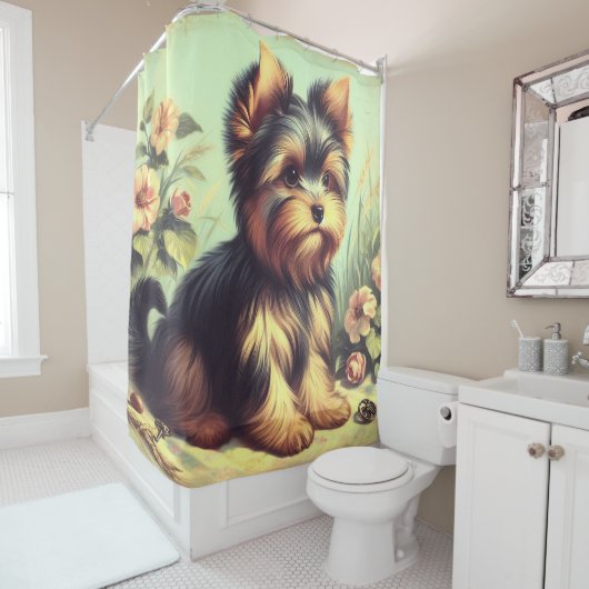 Yorkshire Terrier schilderij Douchegordijn (In situ)