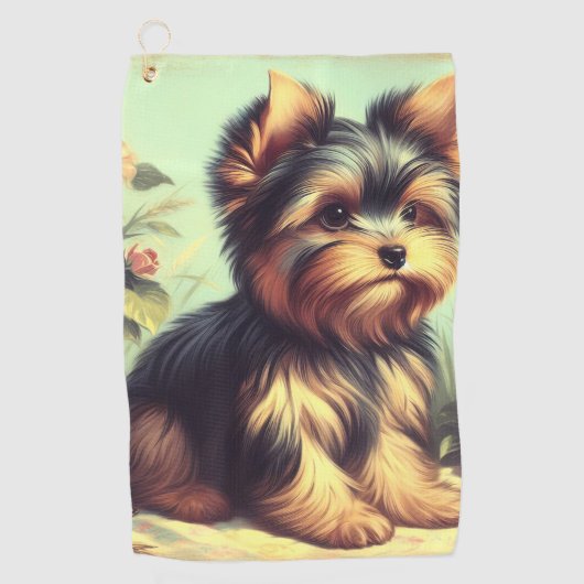 Yorkshire Terrier schilderij Golfhanddoek (Voorkant)