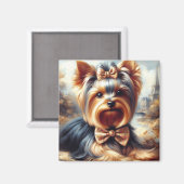  Yorkshire Terrier schilderij Magneet (Voorkant / Achterkant)