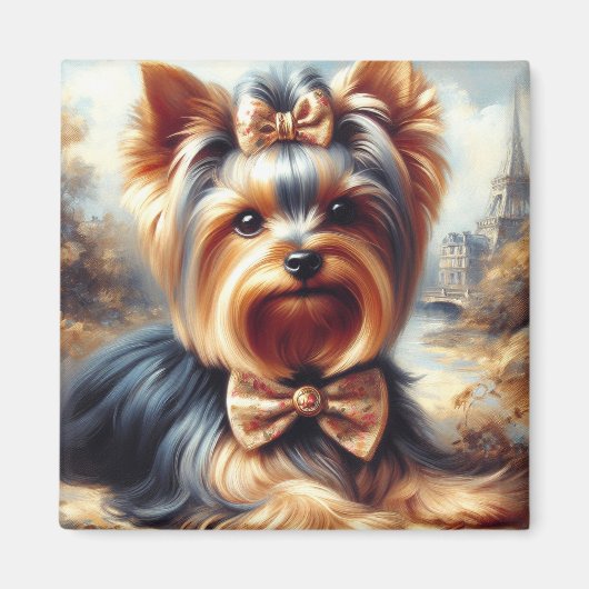  Yorkshire Terrier schilderij Magneet (Voorkant)