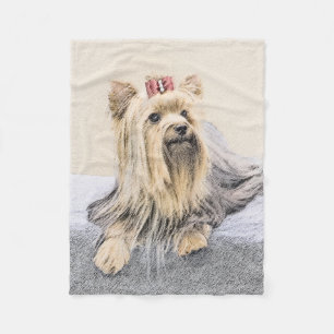 Yorkshire Terrier Schilderij - Mooie Originele Hon Fleece Deken