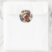 Yorkshire Terrier schilderij Ronde Sticker (Tas)