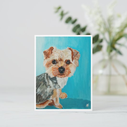 Yorkshire Terrier schilderij van Alfred Fox Briefkaart (Staand voorkant)