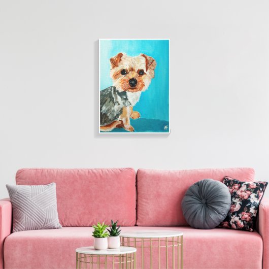 Yorkshire Terrier schilderij van Alfred Fox Canvas Afdruk (Insitu (Woonkamer))