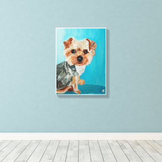 Yorkshire Terrier schilderij van Alfred Fox Canvas Afdruk (Insitu (Houten vloer))