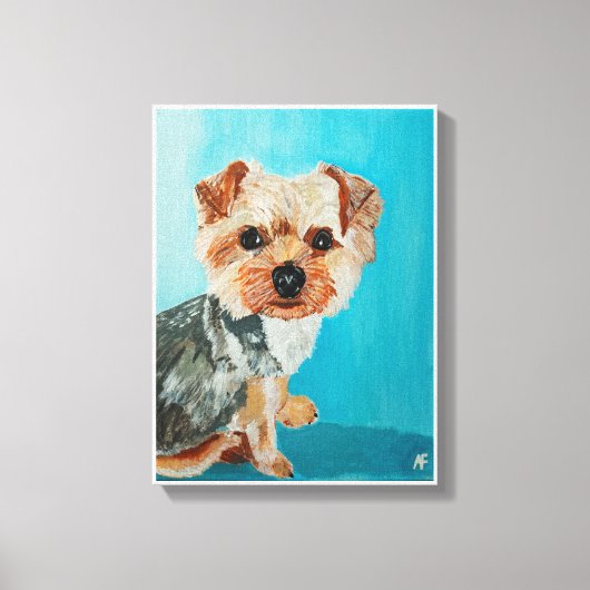 Yorkshire Terrier schilderij van Alfred Fox Canvas Afdruk (Voorkant)