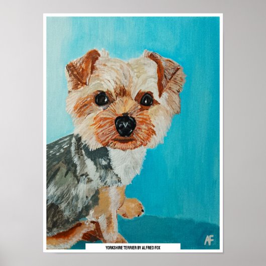 Yorkshire Terrier schilderij van Alfred Fox Poster (Voorkant)