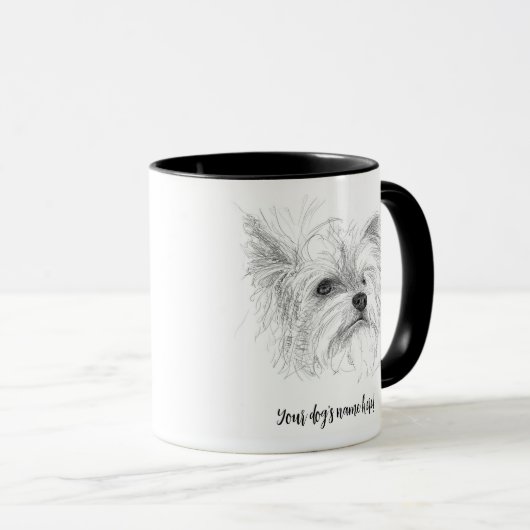 Yorkshire Terrier Scribble Sketch Mok (Voorkant rechts)