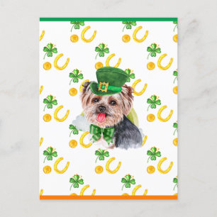 Yorkshire Terrier Shamrock St. Patricks Dag Feestdagenkaart