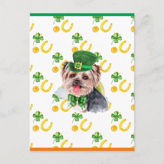 Yorkshire Terrier Shamrock St. Patricks Dag Feestdagenkaart (Voorkant)