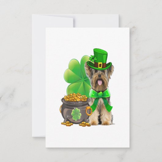 Yorkshire Terrier Shamrock St Patricks Day Dog RSVP Kaartje (Voorkant)