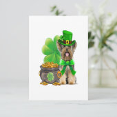Yorkshire Terrier Shamrock St Patricks Day Dog RSVP Kaartje (Staand voorkant)
