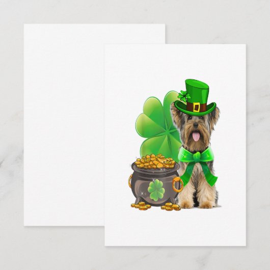 Yorkshire Terrier Shamrock St Patricks Day Dog RSVP Kaartje (Voorkant / Achterkant)
