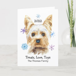 Yorkshire Terrier Snowflakes kerstWaterverf Feestdagen Kaart