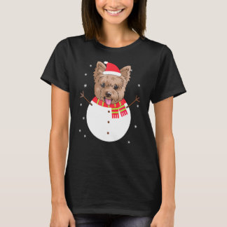 Yorkshire Terrier Snowman Kerstmis Gif T-shirt