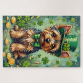 Yorkshire Terrier St. Patrick's Day Schattige Gelu Legpuzzel (Horizontaal)