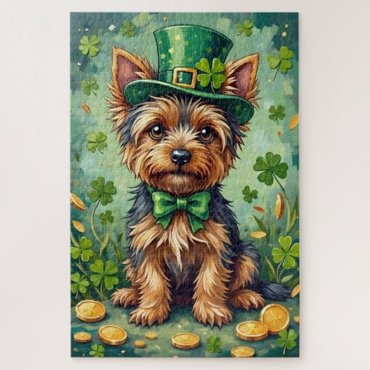 Yorkshire Terrier St. Patrick's Day Schattige Gelu Legpuzzel (Verticaal)