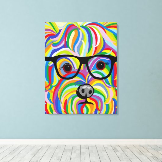 Yorkshire Terrier Stretched Canvas Print (Insitu (Houten vloer))