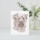 Yorkshire Terrier Tekening Briefkaart (Staand voorkant)