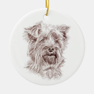 Yorkshire Terrier tekening Keramisch Ornament