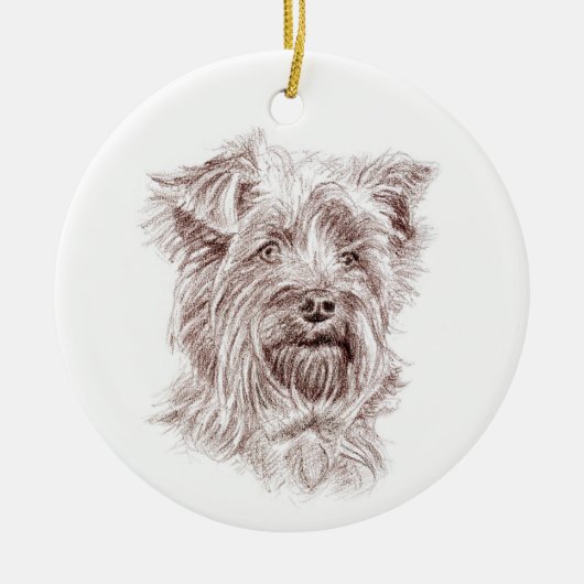 Yorkshire Terrier tekening Keramisch Ornament (Voorkant)