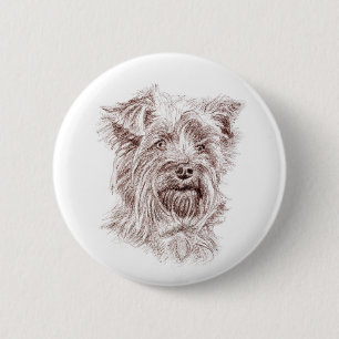 Yorkshire Terrier-tekening Ronde Button 5,7 Cm