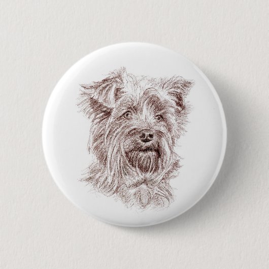 Yorkshire Terrier-tekening Ronde Button 5,7 Cm (Voorkant)